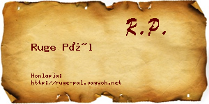 Ruge Pál névjegykártya
